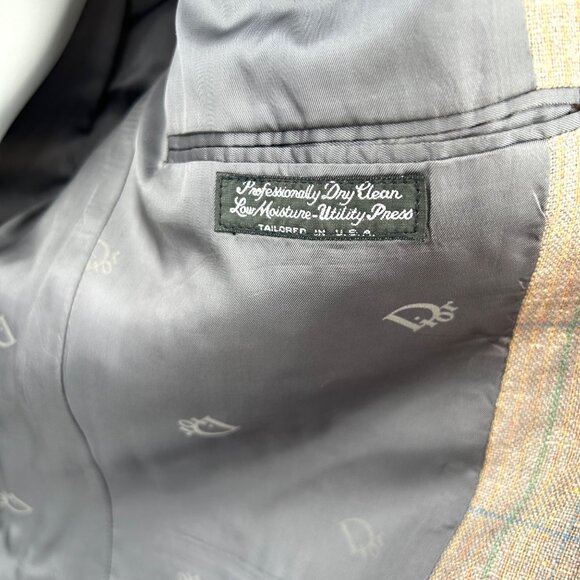 VINTAGE CHRISTIAN DIOR MONSIEUR PLAID SINGLE BREASTED 2-BUTTON WOOL BLEND SUIT B - Picture 8 of 8